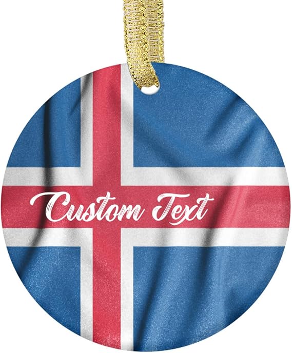 Personalized Christmas Ornament Country Flag Iceland Flag Icelandic Christmas Ornaments Travel Gleileg jol Unique Gift Custom Holiday Tree Decoration Xmas Accessory 0161