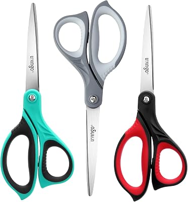 LIVINGO 8.5 Scissors All Purpose, 3 Pack Ultra Sharp Blade Shears, Professional Ergonomic Comfort Grip Scissors for Office School Home Supplies Fabric Sewing DIY Cutting General Use
