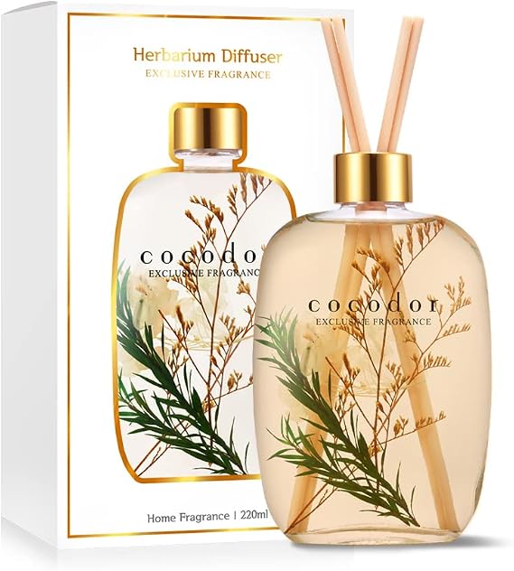COCODOR Herbarium Reed Diffuser/April Breeze / 7.4oz(220ml) / Reed Diffuser Set, Oil Diffuser &amp; Reed Diffuser Sticks, Home Decor &amp; Office