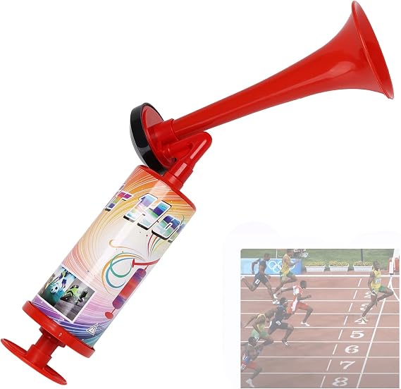 Air Horn Noise Maker Graduation Hand Pump Air Horn for Boat Sports | Lightweight, Portable, Loud Sound, Colorful vibe stickers, Great for sports events, boat safety, parties & graduations