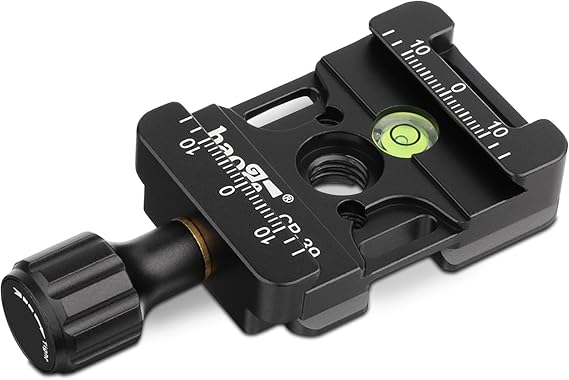 Haoge CP-39 Screw Knob Quick Release Clamp Adapter with Hand Strap Bosses Boss Slot fit RRS Sunwayfoto Kirk Benro Arca Swiss Tripod or Monopod Head on Canon Nikon Sony Pentax Olympus Fujifilm Camera