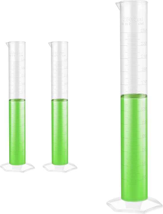 Utile Economic Graduated Measuring Cylinder, 2pcs of Vol.250ml Plastic Measuring Cylinder Lab Cylinders, with Molded Graduations, 4205.1152.2