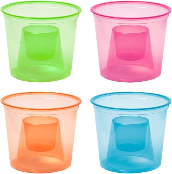 Party Essentials Disposable Soft Plastic Bomber Cups, Jager Bomb Shot Glasses, 4 oz., 100-Count, Assorted Neon