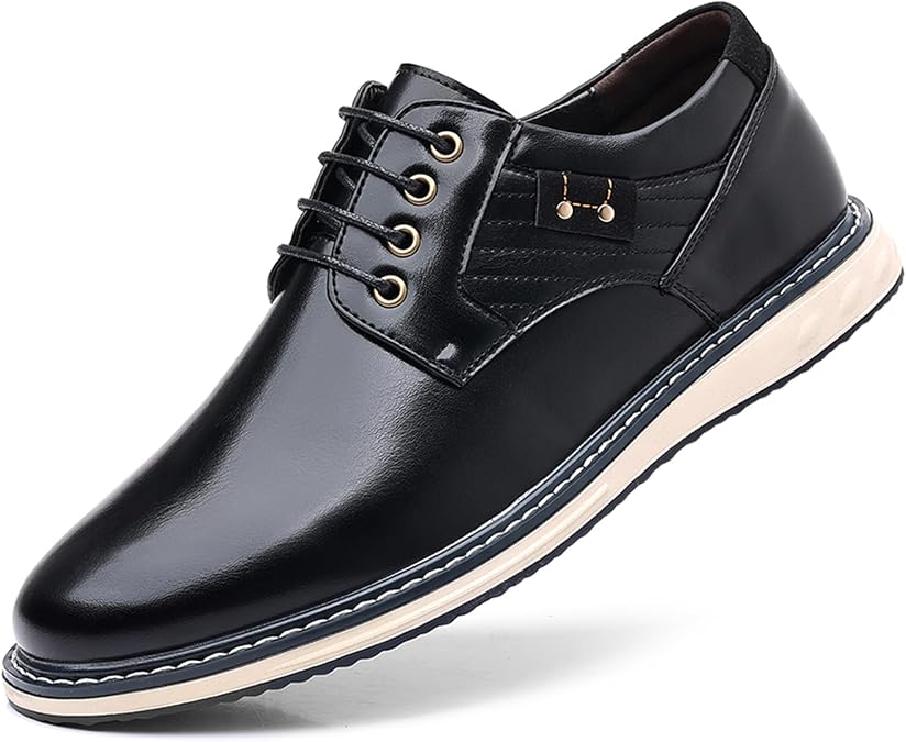 Men's Casual Lace Up Dress Oxfords Shoes Fashion Comfortable Leather Sneakers Classic Business Work Formal Derby Shoes