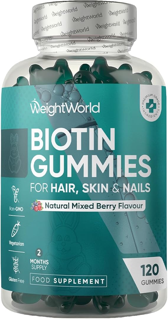 Biotin Gummies - 120 Chewable Gummies - Natural Mixed Berry Flavour | B7 Vitamin with 8 Key Vitamins & 4 Nutrients - Biotin 5000mcg Supplements - Non-GMO, Gluten-Free & Vegetarian-Friendly