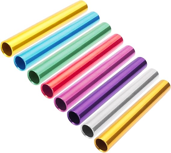 Muka 8 Pack Aluminum Relay Batons - Standard Track & Field | Standard 11.75X1.5 Inch, Smooth Edges For Safety, 8-Pack, Lightweight Anodized Aluminum, Assorted Colors