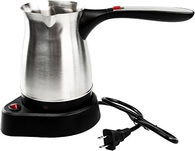 Electric Turkish Coffee Pot, 600ml Stainless Steel Heating Tea Maker Kettle with Foldable Handle, 110V US Plug Turkish Electric Coffee Maker Machine for HomeTravel