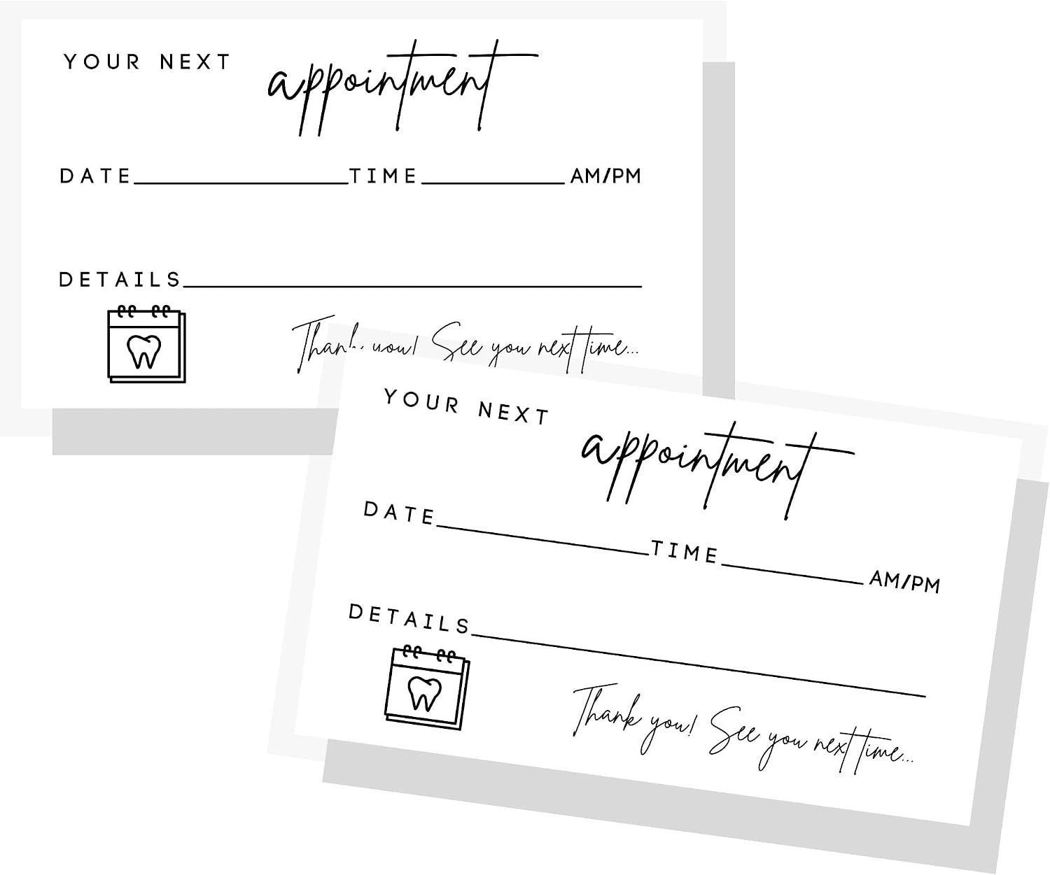 Dental Appointment Reminder Cards | 50 Pack | Teeth Whitening, Dental Office, Client Reminder, Patients, Pediatric Dentist, Orthodontics, Bulk 2x3.5” Minimalist