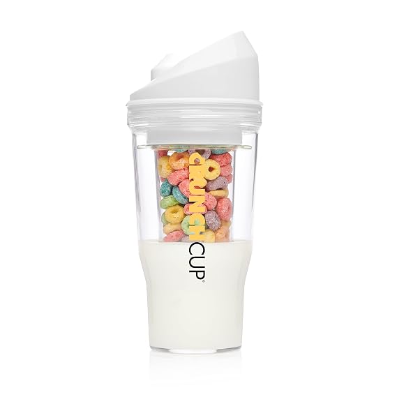 CRUNCHCUP XL Portable Cereal Cup for Breakfast On the Go - White