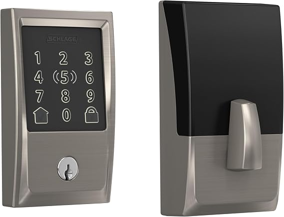 SCHLAGE BE499WBCEN619 Encode Plus Smart WiFi Deadbolt Lock, Satin Nickel | Keyless entry door lock with touchscreen, Apple watch unlock, Apple Home, Alexa &amp; Airbnb compatible, Certified security