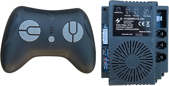 HY2005RX-HL-24V 2.4G Black Remote Control and Receiver, for Kids Ride On Toys, 24V Control Box Motherboard Accessories Ride On Car Replacement Parts
