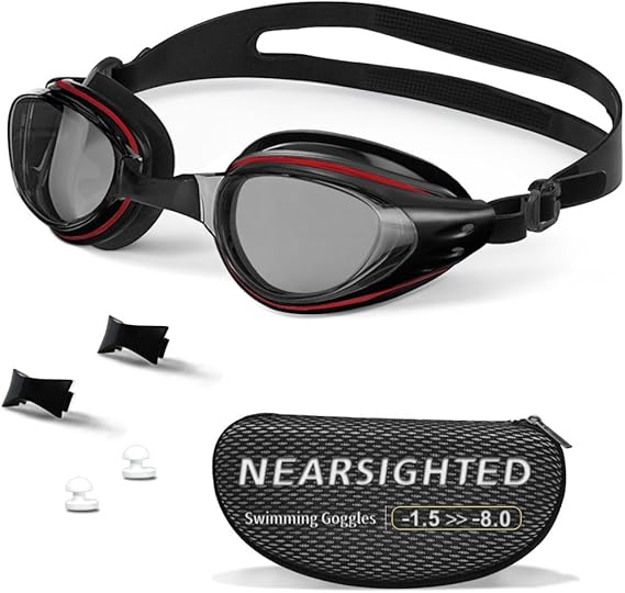 Nearsighted Swimming Goggles Polarized Anti-Fog No Leaking Shortsighted Swim Goggles for Women Men Kids Adults