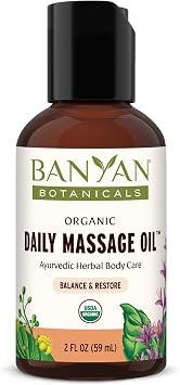 Banyan Botanicals Daily Massage Oil Organic Ayurvedic Massage Oil Balancing and Grounding 2 oz Non GMO Sustainably Sourced Abhyanga Oil