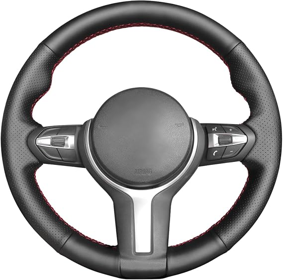 MEWANT Steering Wheel Cover for BMW F87 M2 F80 M3 F82 M4 M5 F12 F13 M6 F85 X2 X5 M F86 X6 M F33 F30 M Sport Microfiber Leather Hand Sewing Steering Wheel Wrap | BMW F87 M2 F80 M3 F82 M4 M5 F12 F13 M6 F85 X2 X5 M F86 X6 M F33 F30 M Sport Microfiber Leather Breathable For Heated Wheels