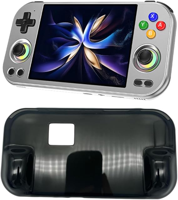 Protective Case for Anbernic RG 477M, Shockproof Non-Slip Clear Cover Anti-scratch Sleeve TPU Protector Shell Gaming Console Accessories (translucent black)