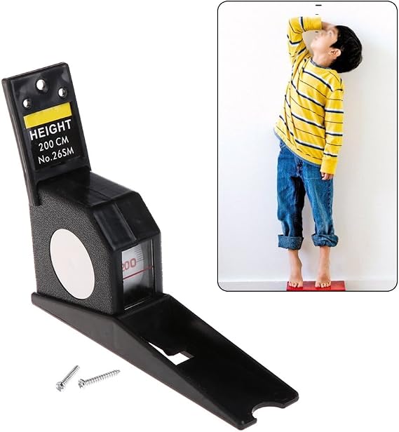 200cm Stadiometer Black Wall Mounted Height Meter Growth Ruler CM Metric