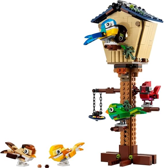 LEGO Creator 3in1 Birdhouse 31143, Birds to Hedgehog to Beehive Set, Forest Animal Figures, Building Toys for Kids Ages 8 Years and Over, Colorful Toy Set, Gift Idea