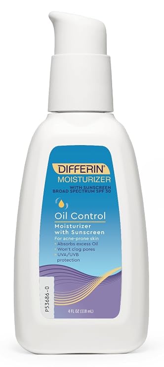 Differin Oil Control Moisturizer with Sunscreen Broad Spectrum SPF 30, 4 Ounce