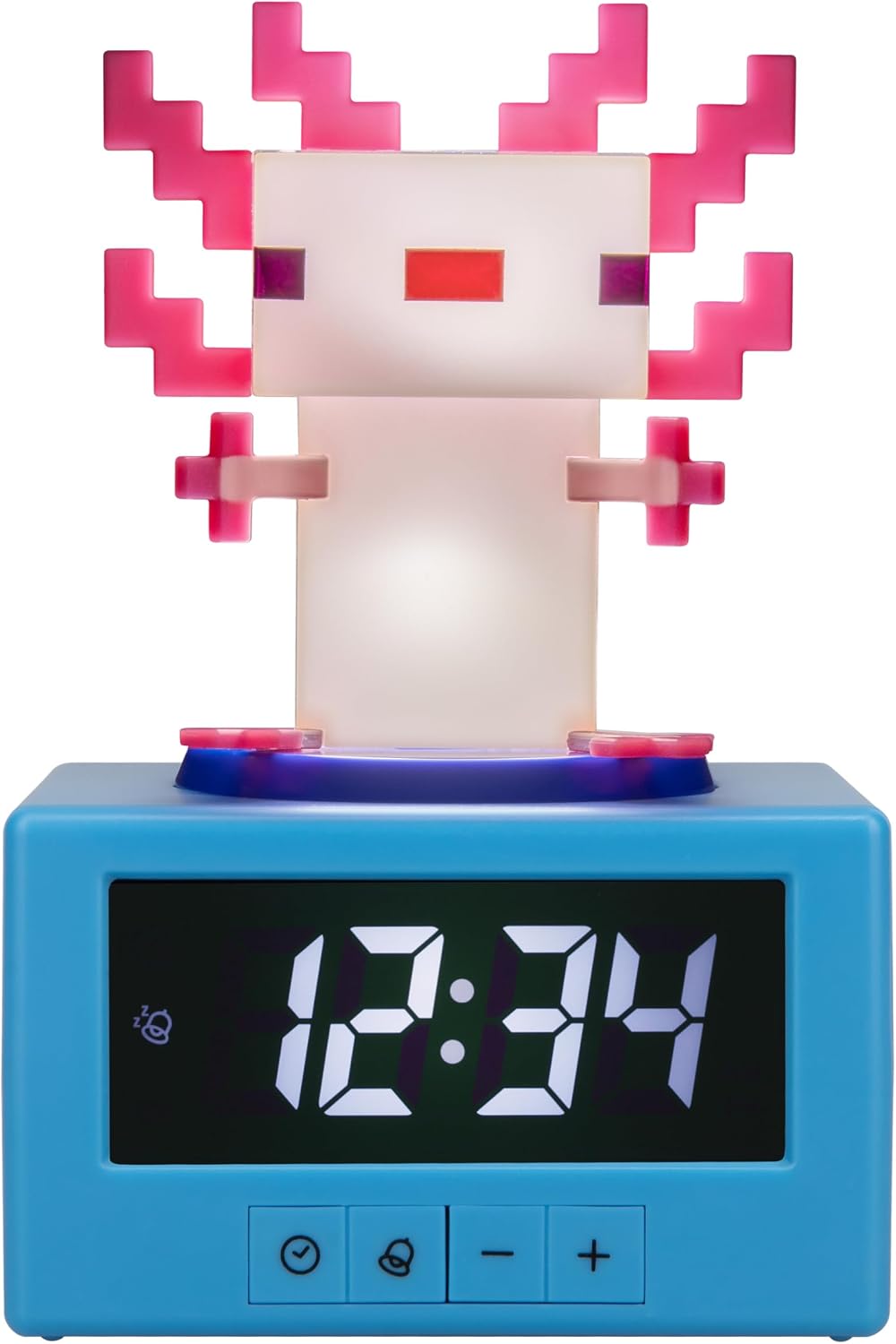 Paladone Minecraft Axolotl Digital Alarm Clock with Night Light Function, Officially Licensed Gaming & Bedroom Décor Gift for Kids & Teens