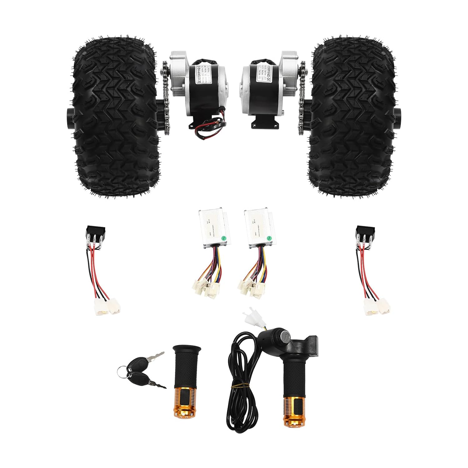 Dual 250W 24V Motor Drive Air Wheel Conversion Kit wDigital Display Throttle, 10 Inch Double Wheel E-Bike Wheel Conversion Motor Set for Electrical Beach Bike Wheelchairs Black 6.21MileH