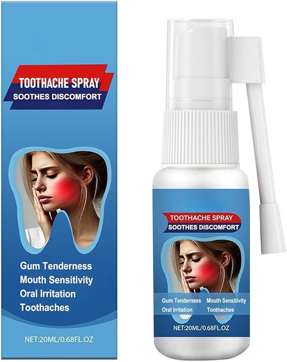 Toothache Relief Spray - Soothes Gum Fast, Improves Dryness, Mint & Chamomile Formula, Portable Oral Care for Adults (0.68FL.OZ)