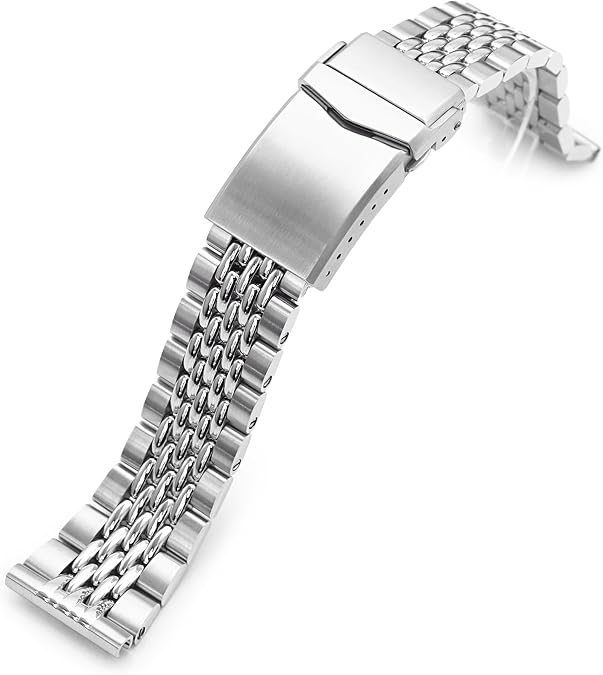 MiLTAT 22mm Goma BOR Quick Release Watch Band Straight End Brushed - Polished Center