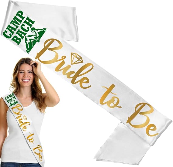 RhinestoneSash Camp Bachelorette Decorations - BRIDAL GRADE SATIN Bride Sash - Last Trail Before the Veil Hiking Party