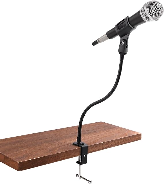 Microphone Am Stand, Adjustable 360 Degree Flexible Gooseneck Microphone Stand With Clip Desk Mic Boom Arm Holder (Black)