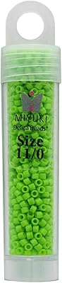 Miyuki Delica 110 Duracoat Opaque Dyed Neon Green 5.2gms Vial of Japanese Glass Beads