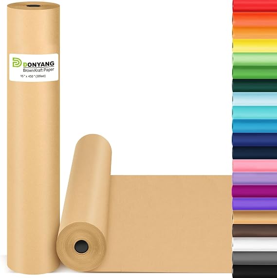 Brown Wrapping Paper, Kraft Paper, Kraft Paper Rolls 15" x 450", Packing Paper for Moving Supplies, Chart Poster Bulletin Board Paper Rolls, Father's Day Gift Wrap Art Crafts, Bouquet Flower Table | 引っ越し用梱包紙、ポスター掲示板ペーパーロール、父の日ブーケフラワーアートクラフトギフトラップ。