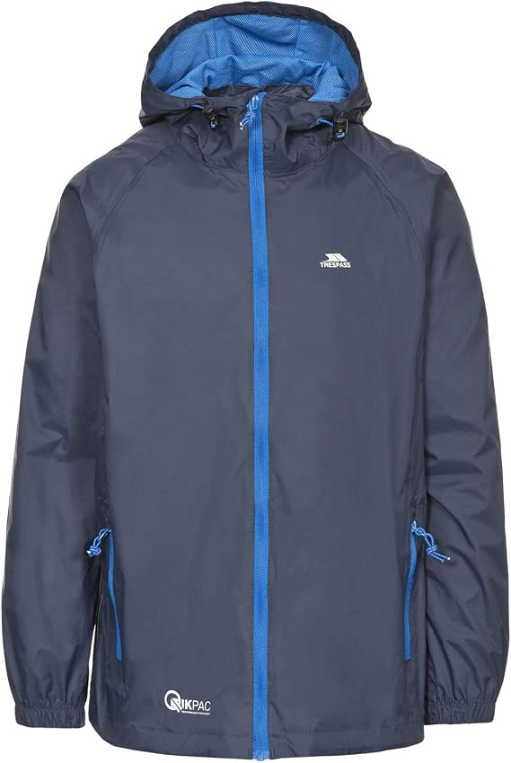 Trespass Qikpac Adults Womens Mens Waterproof Breathable Packaway Jacket Navy