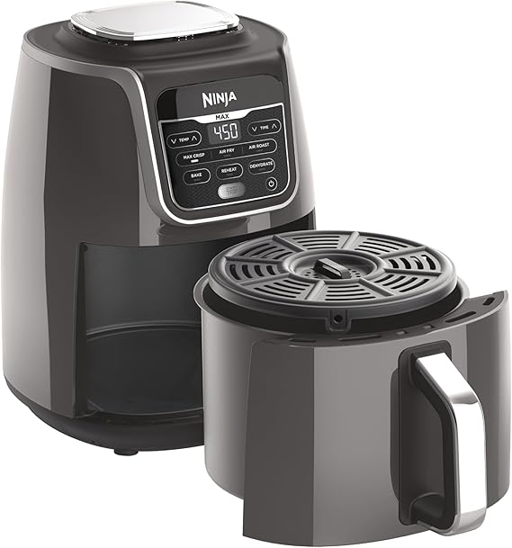 Ninja Air Fryer Max XL, 5.5 Qt, 7-in-1, Grey, AF161 | Max crisp, air fry, roast, broil, bake, reheat, dehydrate, 450F max, Fits 3 lbs fries