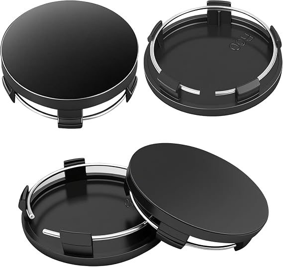 4Pcs Hub Centre Caps,60mm Wheel Centre Caps,Universal ABS Car Tyre Wheel Hub Cover,Waterproof Wear-Resistant Car Hub Centre Sticker Compatible with VW and Audi Alloy Wheel (Black)