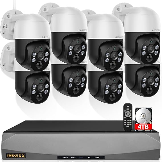 4K POE Wired Security Camera System PTZ Outdoor Security Surveillance