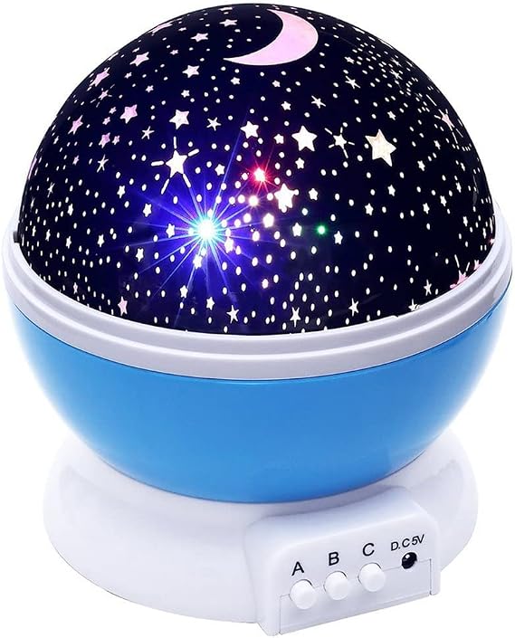 Starry Night Galaxy Projector, 360 Degree Rotation, 4 LED Bulbs 6 Light Color Changing Modes Rechargeable Battery, Baby Nightlight, Celing LED Lamp, Aurora Atmoshphere Projector, Kids Room Decore