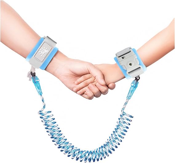 Toddler Reins,Anti Lost Wrist Link,Baby Leash with Lock,6.5ft Blue | Kids Anti Lost Wrist Link,Adjustable,Safety,key lock,Reflective Tape,360°revolve,Baby Reins for parks, malls, airports