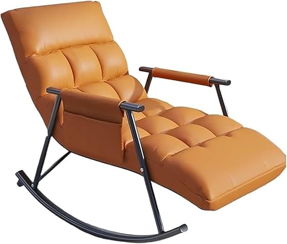 Sliding Rocking Chair Comfortable Reading Chair Adjustable Backrest for Bedroom, Living Room And Study Room (Color : Orange)