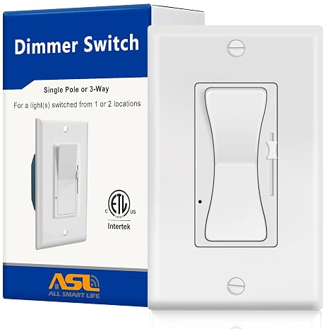 AIIsmartlife Dimmer Switch for Dimmable LED Lights, Single Pole or 3 Way, Universal Lighting Control for LED, CFL Lamps, Halogen and Incandescent Bulbs, ETL Listed,White