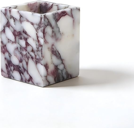 Marble Pen Holder, 3.19 in Square Pencil Cup