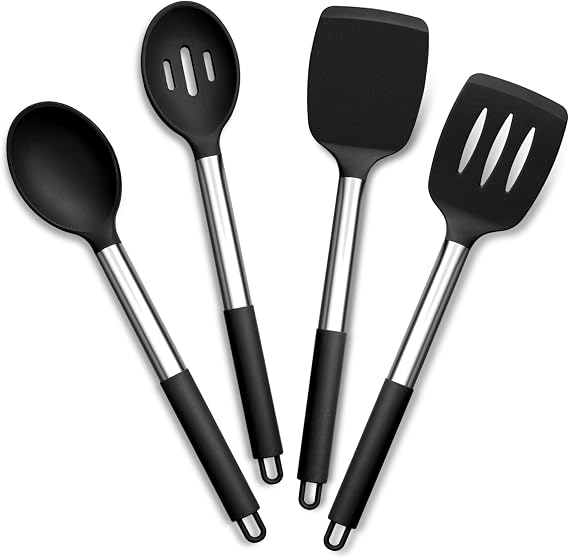Joyfair Kitchen Utensils Set, 4 Pcs Silicone Cooking Utensils Set, Black