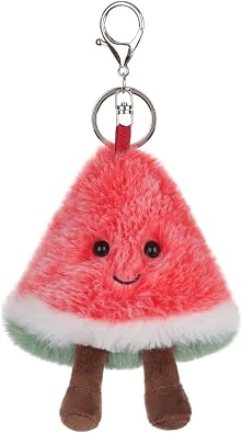 Apricot Lamb Watermelon Cute Food Plushies Keychain, Soft Stuffed Plush Keychain Toys for Kids Backpack, Purse, 3.5Inches
