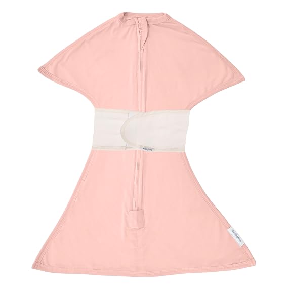 SleepingBaby Bamboo Zipadee-Zip Transition Swaddle - EverSoft Starfish Design Breathable Wearable Blanket with Two-Way Zipper and Snuggle Strap, Large (12-24 Months), Dusty Rose