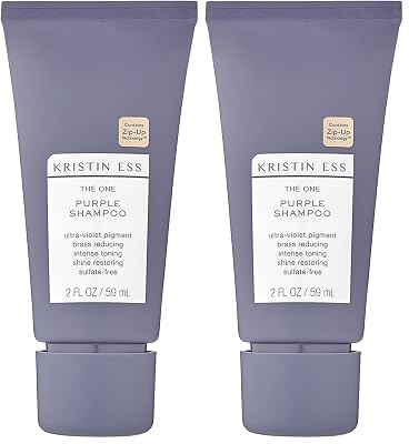 Kristin Ess Hair The One Purple Shampoo Mini Travel Size - Toning for Blonde Hair - Neutralizes Brass  Yellow Tones, Shine Restoring, Sulfate, Silicone and Paraben Free, Color Safe  TSA-Approved