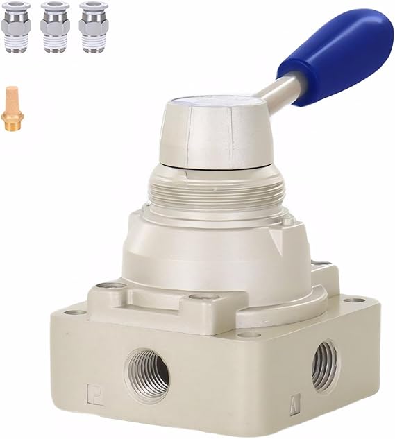 Hand Lever Valve AirTAC 4HV230-08 1/4" PT 4/3 Way Pneumatic Air 3 Position 4 Way Rotary Manual Control Direct Acting Type 0-145 PSI