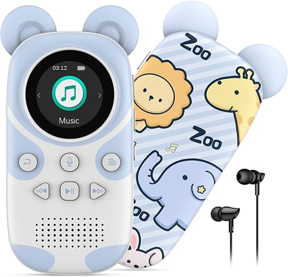 RUIZU Children's Bluetooth MP3 Player Built-in Speaker 64GB Equalizer Portable Digital Audio Player Cartoon Zoo Portable Music Player MP3 Player MP3 Player FM Radio Voice Recording Pedometer Stopwatch | Volume Limit, One-touch Recording, FM Radio, Alarm Stopwatch, Pedometer, Supports up to 128GB, TF Card