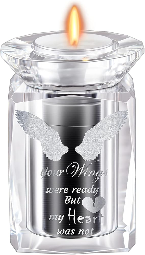 IFOLAINA Small Urn Angel Wings Miniature Urns Crystal Ashes Mom Cremation Keepsake Holder for Ashes Dad Adult Male Human Pet Dog Remember Your Love One Lost