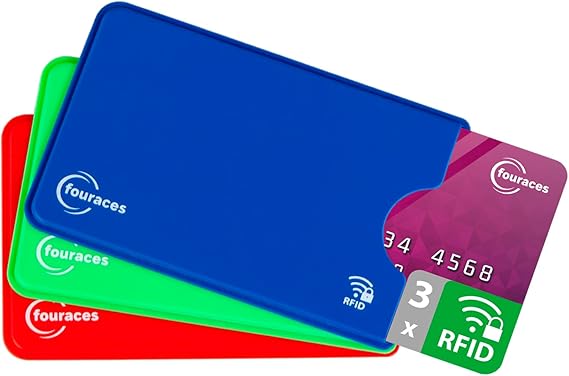 fouraces RFID Blocking Sleeves, 3 Pieces - Credit Card Protector - Card Blocker for Bank Card, Anti Fraud NFC Card Holder