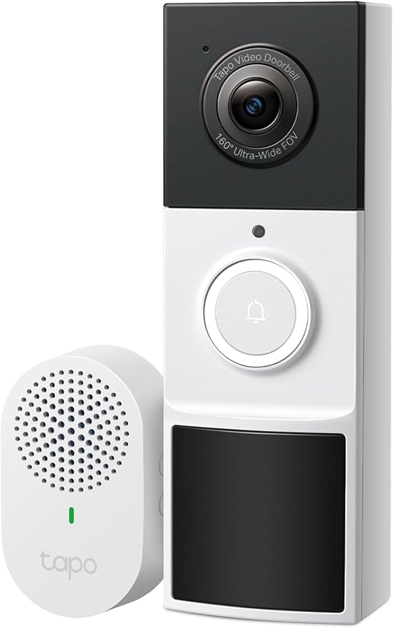Tapo 2K Wireless Smart Video Doorbell w/Chime, 160 Ultra-Wide View, D210