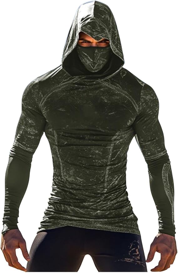 Fishing Hoodies for Men UPF 50 + with Face Mask,Summer Fall Outfits | Hooded Fishing Shirts for Men Long Sleeve Quick Dry Moisture Wicking Sun Protection Shirts Outdoor Camping Hiking Work Travel