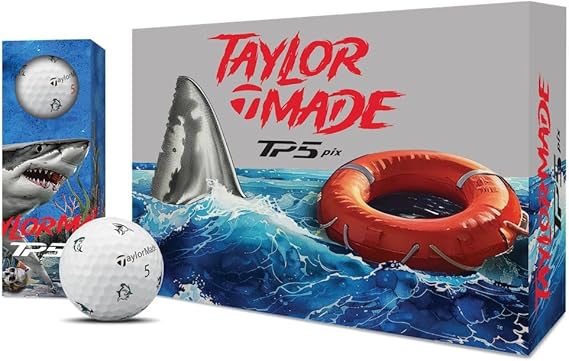 TaylorMade TP5 Pix Hot Shot Golf Balls 1-Dozen Shark